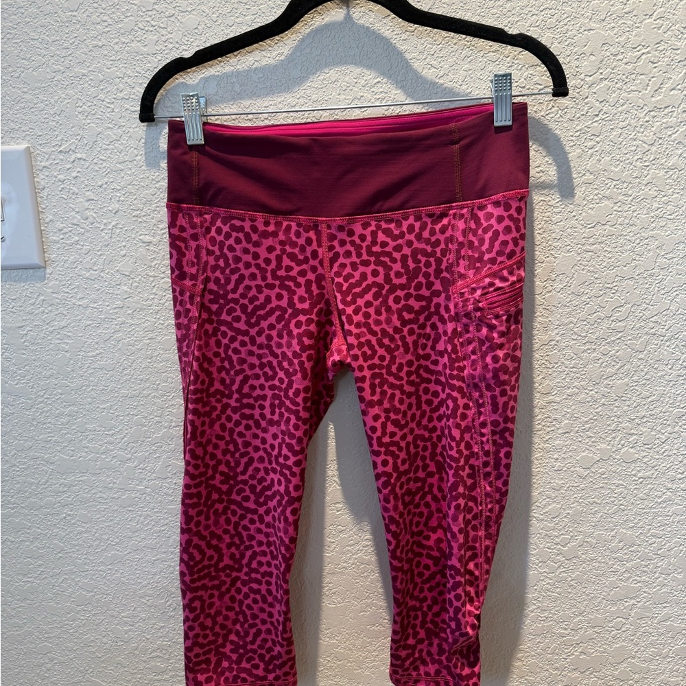 Lululemon Athletica Pink Leopard Capri Leggings